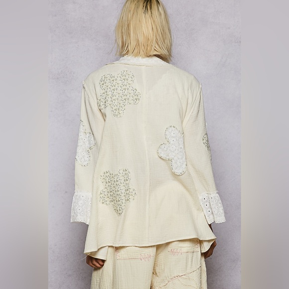 POL “ Patchwork Poet “ Long Cardigan | Natural - Picture 4 of 6